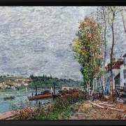 Alfred Sisley - Tågedag i Saint-Mammès 1880 | Indrammet giclée-kunsttryk