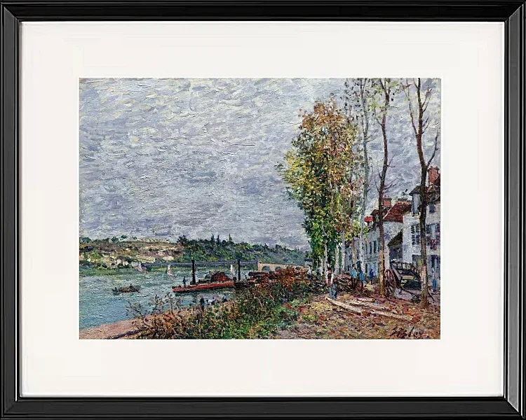 Alfred Sisley - Tågedag i Saint-Mammès 1880 | Indrammet giclée-kunsttryk