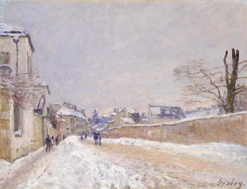 Alfred Sisley - Rue Eugène Moussoir in Moret, Winter 1891 | Giclée Kunstdruck gerahmt