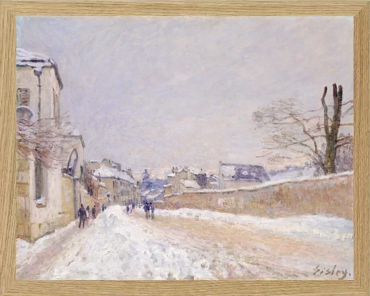 Alfred Sisley - Rue Eugène Moussoir in Moret, Winter 1891 | Giclée Kunstdruck gerahmt