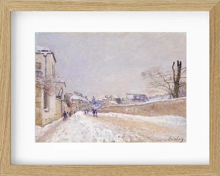 Alfred Sisley - Rue Eugène Moussoir in Moret, Winter 1891 | Giclée Kunstdruck gerahmt