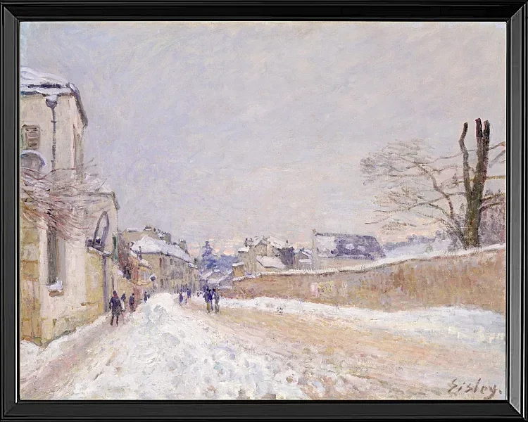 Alfred Sisley - Rue Eugène Moussoir in Moret, Winter 1891 | Giclée Kunstdruck gerahmt