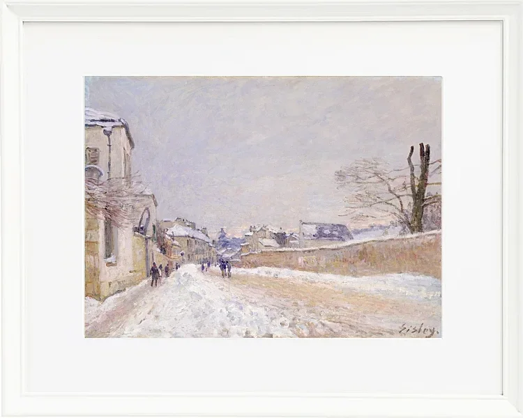 Alfred Sisley - Rue Eugène Moussoir in Moret, Winter 1891 | Giclée Kunstdruck gerahmt