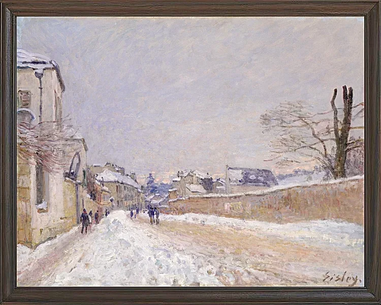 Alfred Sisley - Rue Eugène Moussoir in Moret, Winter 1891 | Giclée Kunstdruck gerahmt