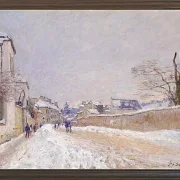 Alfred Sisley - Rue Eugène Moussoir in Moret, Winter 1891 | Giclée Kunstdruck gerahmt