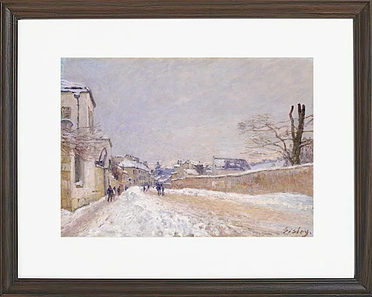 Alfred Sisley - Rue Eugène Moussoir in Moret, Winter 1891 | Giclée Kunstdruck gerahmt