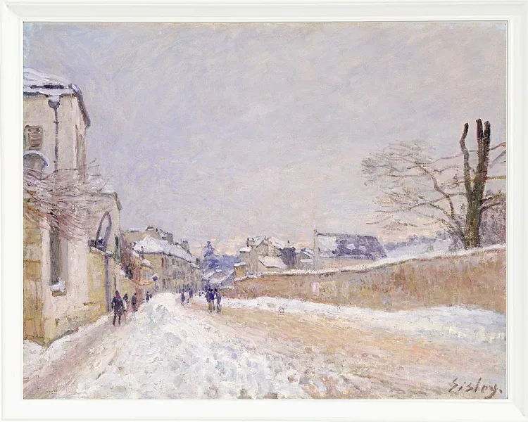 Alfred Sisley - Rue Eugène Moussoir in Moret, Winter 1891 | Giclée Kunstdruck gerahmt