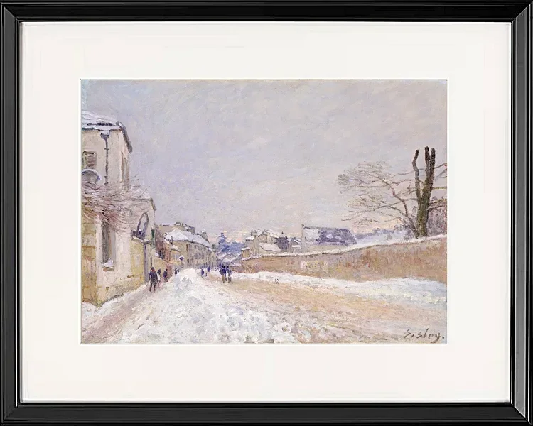 Alfred Sisley - Rue Eugène Moussoir in Moret, Winter 1891 | Giclée Kunstdruck gerahmt
