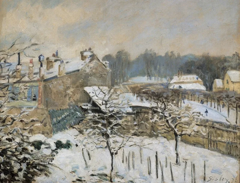 Alfred Sisley - Sne i Louveciennes 1876 | Indrammet giclée-kunsttryk