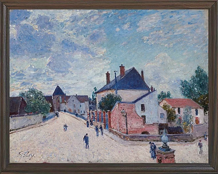 Alfred Sisley - Straße in Moret 1890 | Giclée Kunstdruck gerahmt