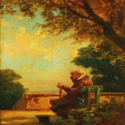 Alter Mann auf einer Bank - 1865