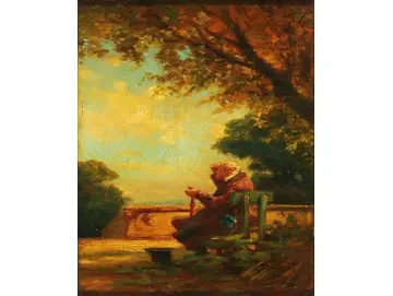 Alter Mann auf einer Bank - 1865