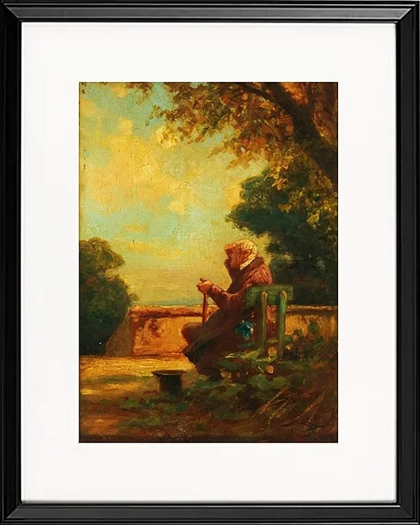 Alter Mann auf einer Bank - 1865