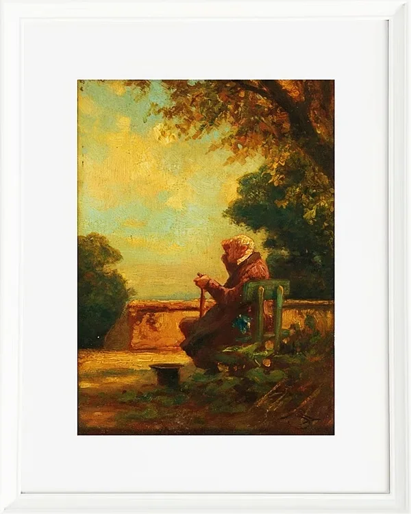 Alter Mann auf einer Bank - 1865