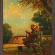 Alter Mann auf einer Bank - 1865