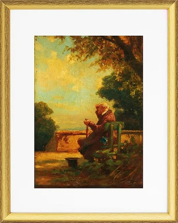 Alter Mann auf einer Bank - 1865