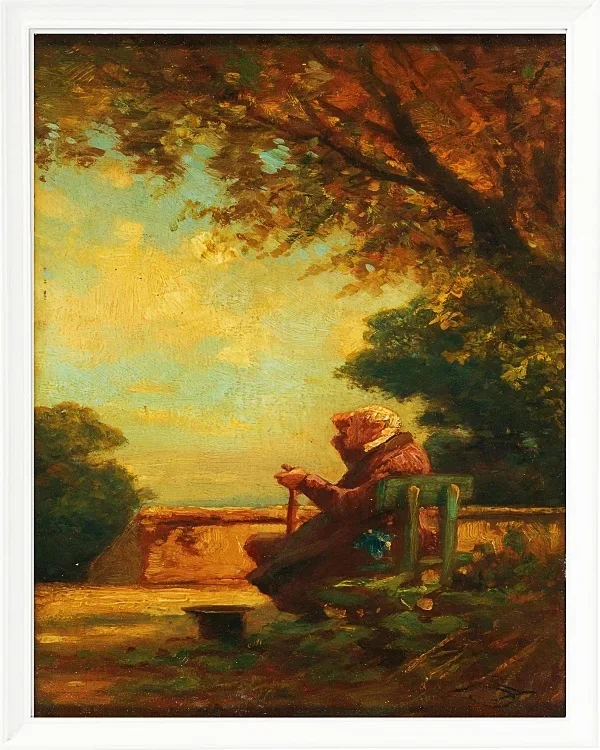 Alter Mann auf einer Bank - 1865