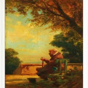 Alter Mann auf einer Bank - 1865