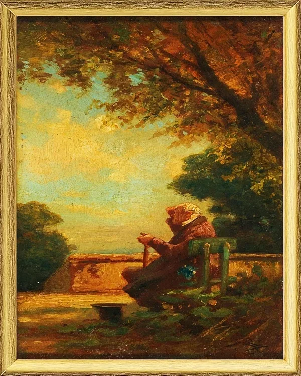 Alter Mann auf einer Bank - 1865