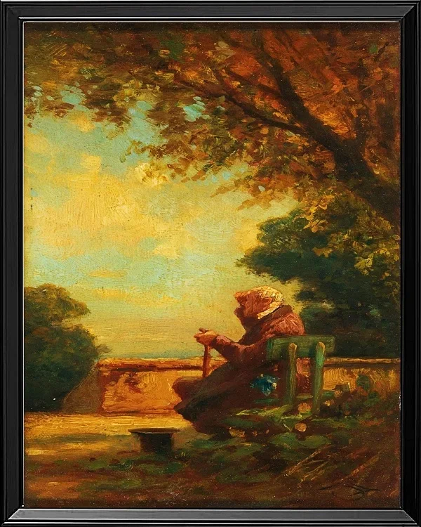 Alter Mann auf einer Bank - 1865