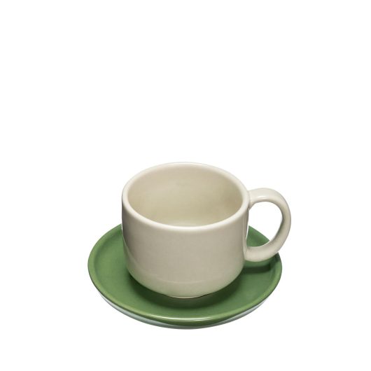 Amare Cup/Saucer Sand/Green (set of 2)
