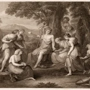 Angelica Kauffman | Bacchus blandt ensomme klipper, der lærer nymferne at digte vers - 1801 | Indrammet kunsttryk | Klassicisme | formida