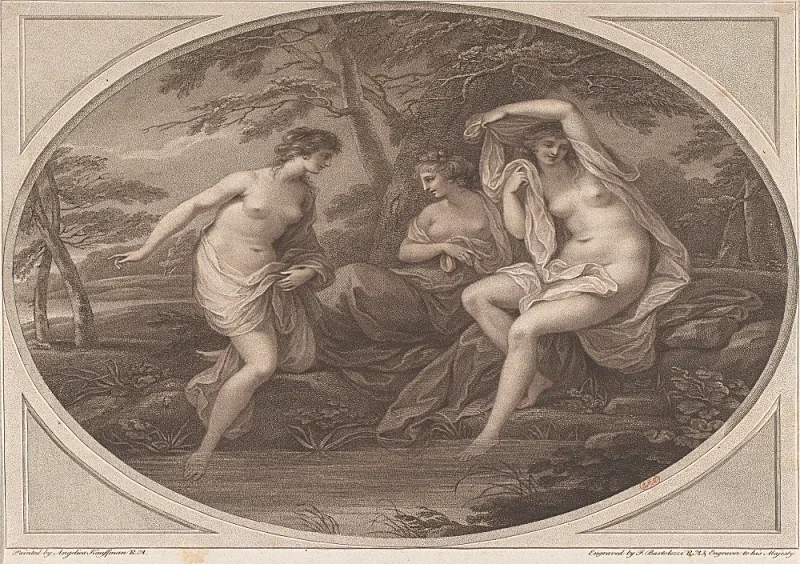 Angelica Kauffman | Nymfer efter badning - 1786 | Indrammet kunsttryk | Klassicisme | formida