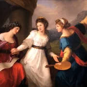 Angelica Kauffman | Selvportræt i krydsfeltet mellem musik og maleri - 1794 | Indrammet kunsttryk | Klassicisme | formida