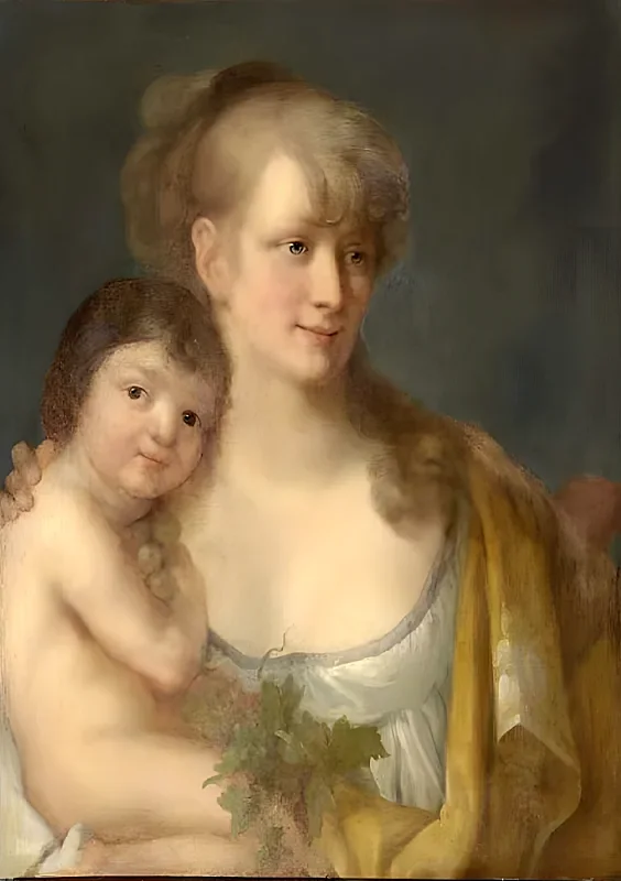 Angelica Kauffman | Juliane von Krüdener mit ihrem Sohn Paul - 1785 | Gerahmter Kunstdruck | Klassizismus | formida