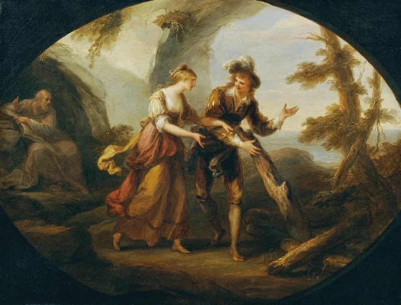 Angelica Kauffman – Miranda und Ferdinand 1782 | Giclée Kunstdruck gerahmt