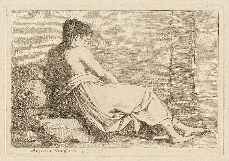 Angelica Kauffman | Siddende kvinde – 1770 | Indrammet kunsttryk | Klassicisme | formida