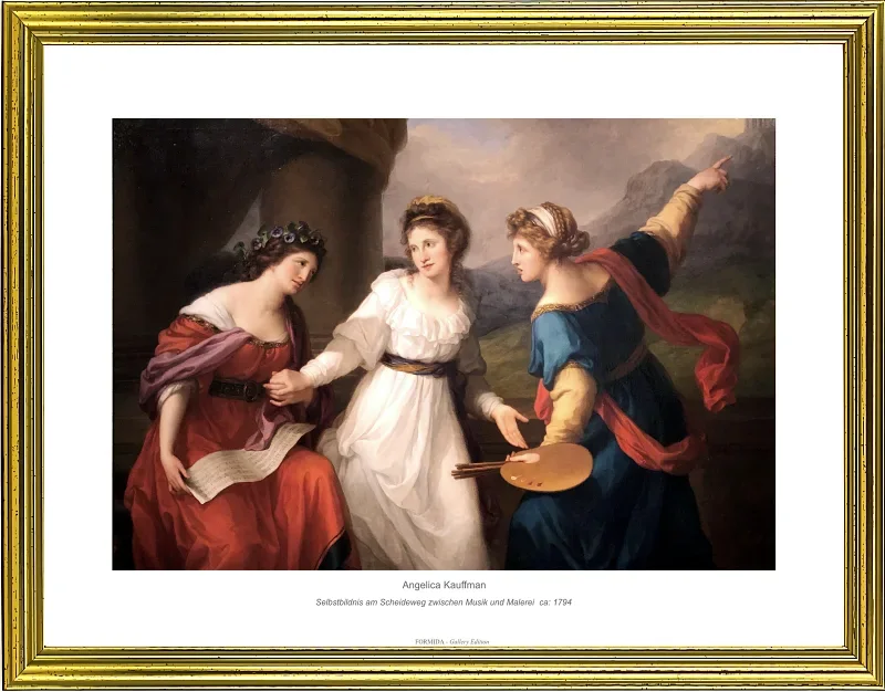 Angelica Kauffman | Selvportræt i krydsfeltet mellem musik og maleri - 1794 | Gallery Edition | Indrammet kunsttryk | Klassicisme