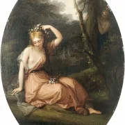 Angelica Kauffman | Silvia, der pynter sig selv med blomster - 1778 | Indrammet kunsttryk | Klassicisme | formida