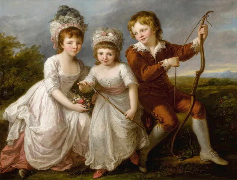 Angelica Kauffman – Porträt von drei Kindern 1768 | Giclée Kunstdruck gerahmt