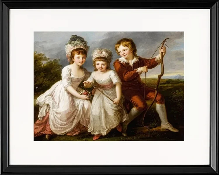 Angelica Kauffman – Porträt von drei Kindern 1768 | Giclée Kunstdruck gerahmt