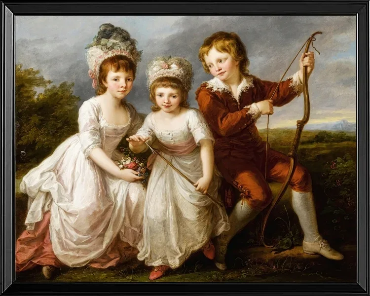 Angelica Kauffman – Porträt von drei Kindern 1768 | Giclée Kunstdruck gerahmt