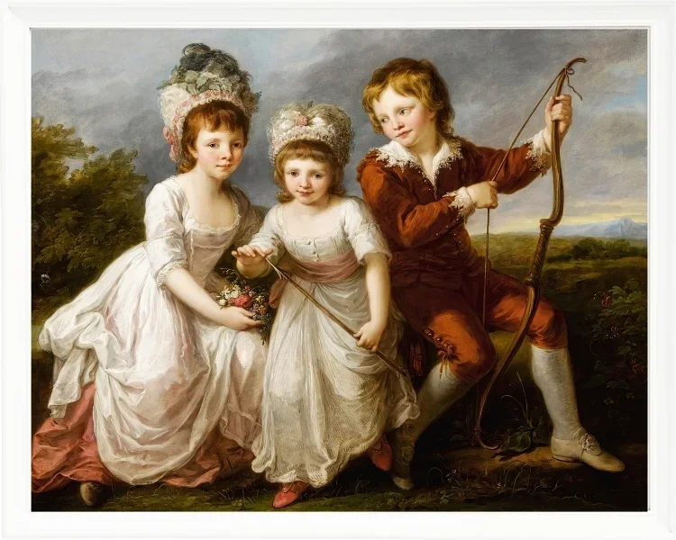 Angelica Kauffman – Porträt von drei Kindern 1768 | Giclée Kunstdruck gerahmt