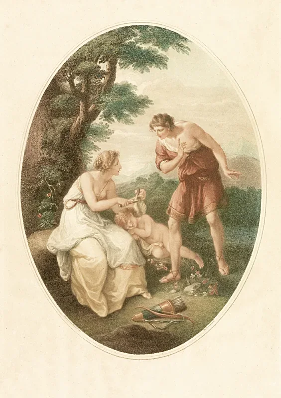 Angelica Kauffman | Amor og Kefisa - 1789 | Indrammet kunsttryk | Klassicisme | formida