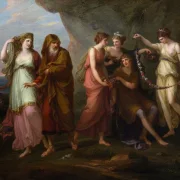 Angelica Kauffman – Telemachos und die Nymphen von Calypso 1782 | Giclée Kunstdruck gerahmt