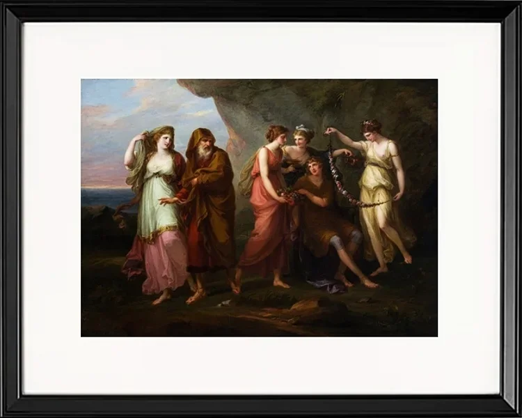 Angelica Kauffman – Telemachos und die Nymphen von Calypso 1782 | Giclée Kunstdruck gerahmt