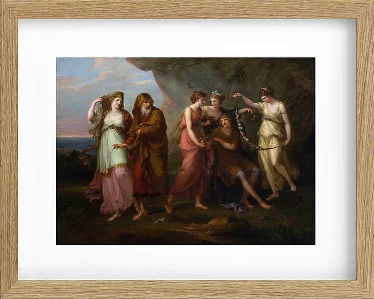 Angelica Kauffman – Telemachos und die Nymphen von Calypso 1782 | Giclée Kunstdruck gerahmt