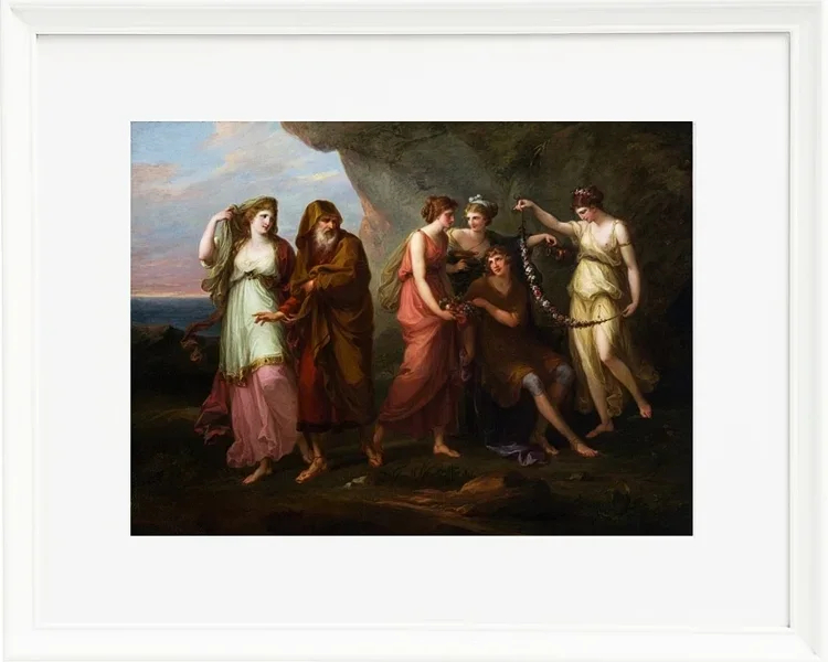 Angelica Kauffman – Telemachos und die Nymphen von Calypso 1782 | Giclée Kunstdruck gerahmt
