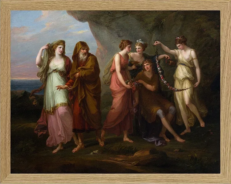 Angelica Kauffman – Telemachos und die Nymphen von Calypso 1782 | Giclée Kunstdruck gerahmt