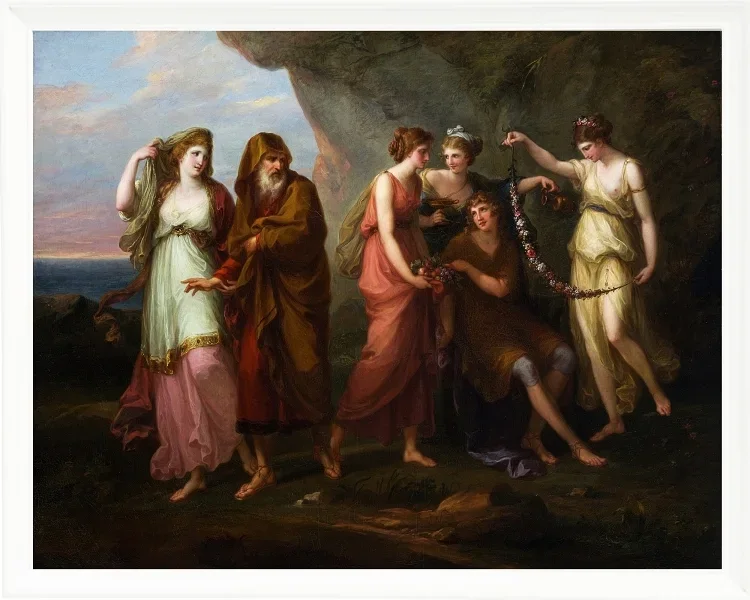 Angelica Kauffman – Telemachos und die Nymphen von Calypso 1782 | Giclée Kunstdruck gerahmt