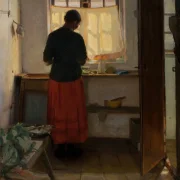 Anna Ancher - Das Dienstmädchen in der Küche 1883 | Giclée Kunstdruck gerahmt