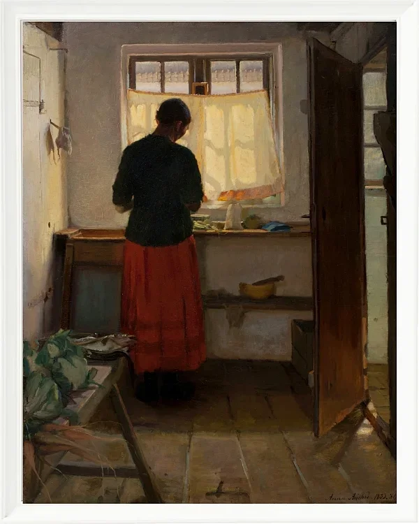 Anna Ancher - Das Dienstmädchen in der Küche 1883 | Giclée Kunstdruck gerahmt