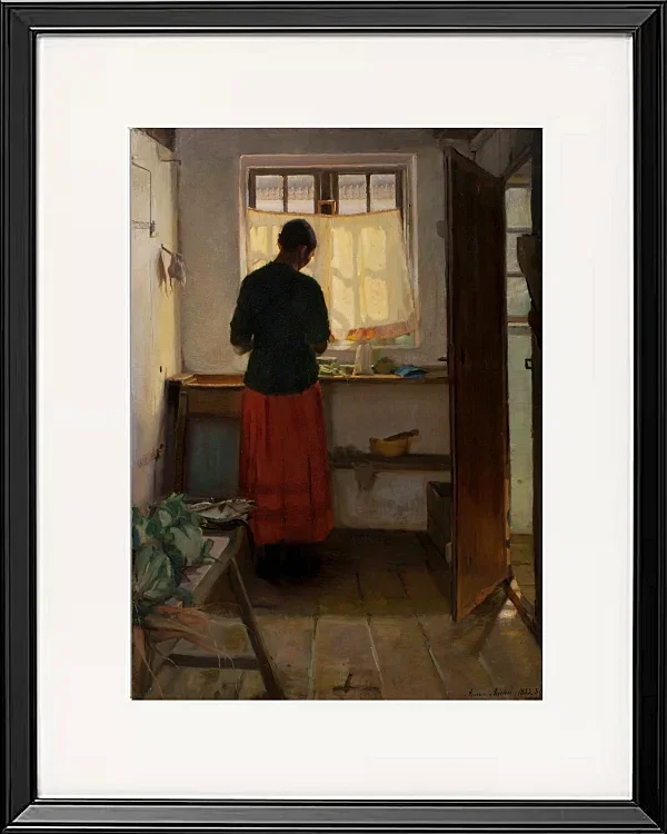 Anna Ancher - Das Dienstmädchen in der Küche 1883 | Giclée Kunstdruck gerahmt