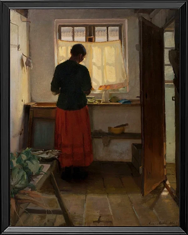 Anna Ancher - Das Dienstmädchen in der Küche 1883 | Giclée Kunstdruck gerahmt