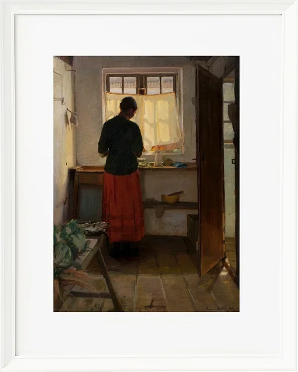 Anna Ancher - Das Dienstmädchen in der Küche 1883 | Giclée Kunstdruck gerahmt
