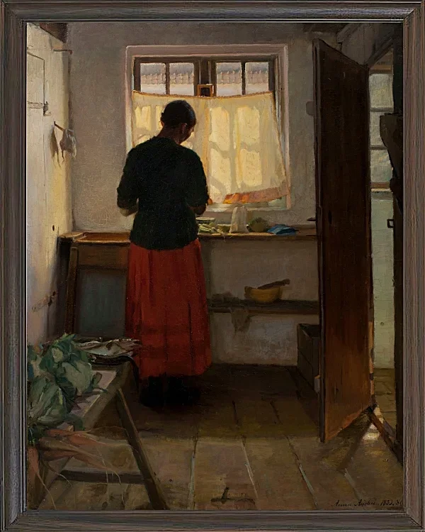 Anna Ancher - Das Dienstmädchen in der Küche 1883 | Giclée Kunstdruck gerahmt